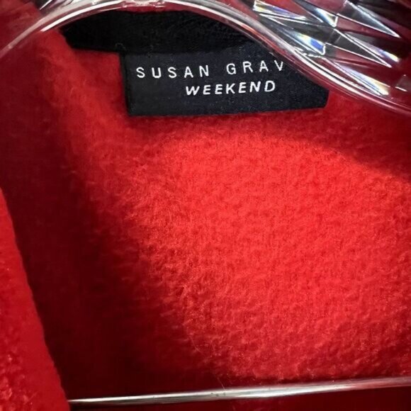 Susan Graver Weekend‎ Red Polar Fleece Quilted Nylon Zip-Front Collared Jacket - Picture 5 of 6